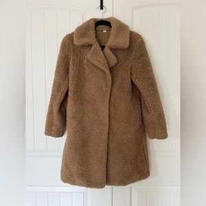 Oversized Uniqlo teddy bear coat in brown/tan size XS